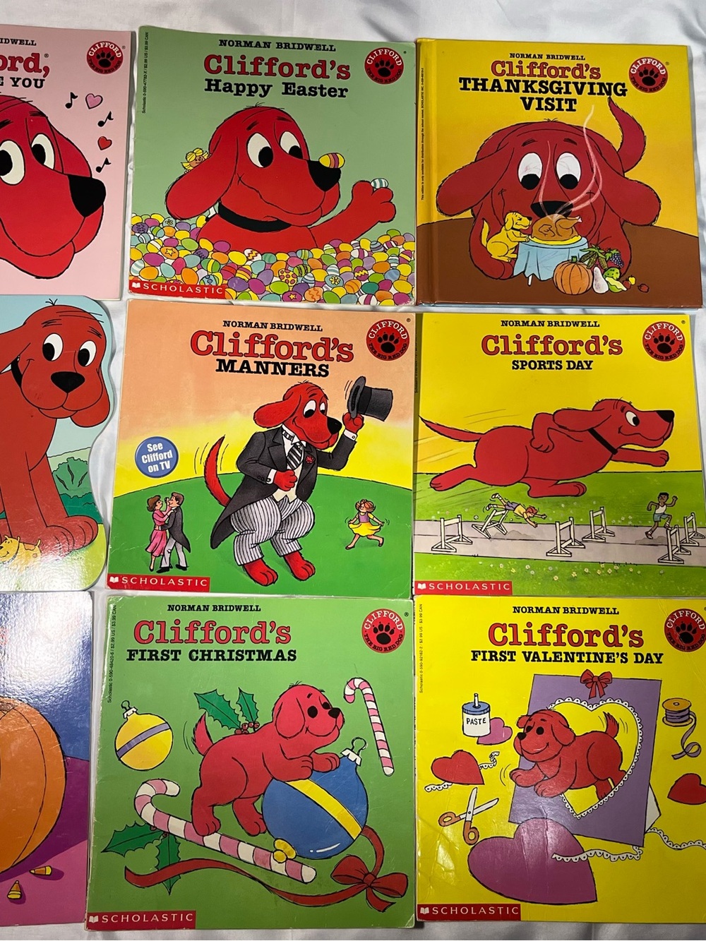 Vintage Lot of 11 Clifford the Big Red Dog Books Norman Bridwell 80s 90s 1st Ed
